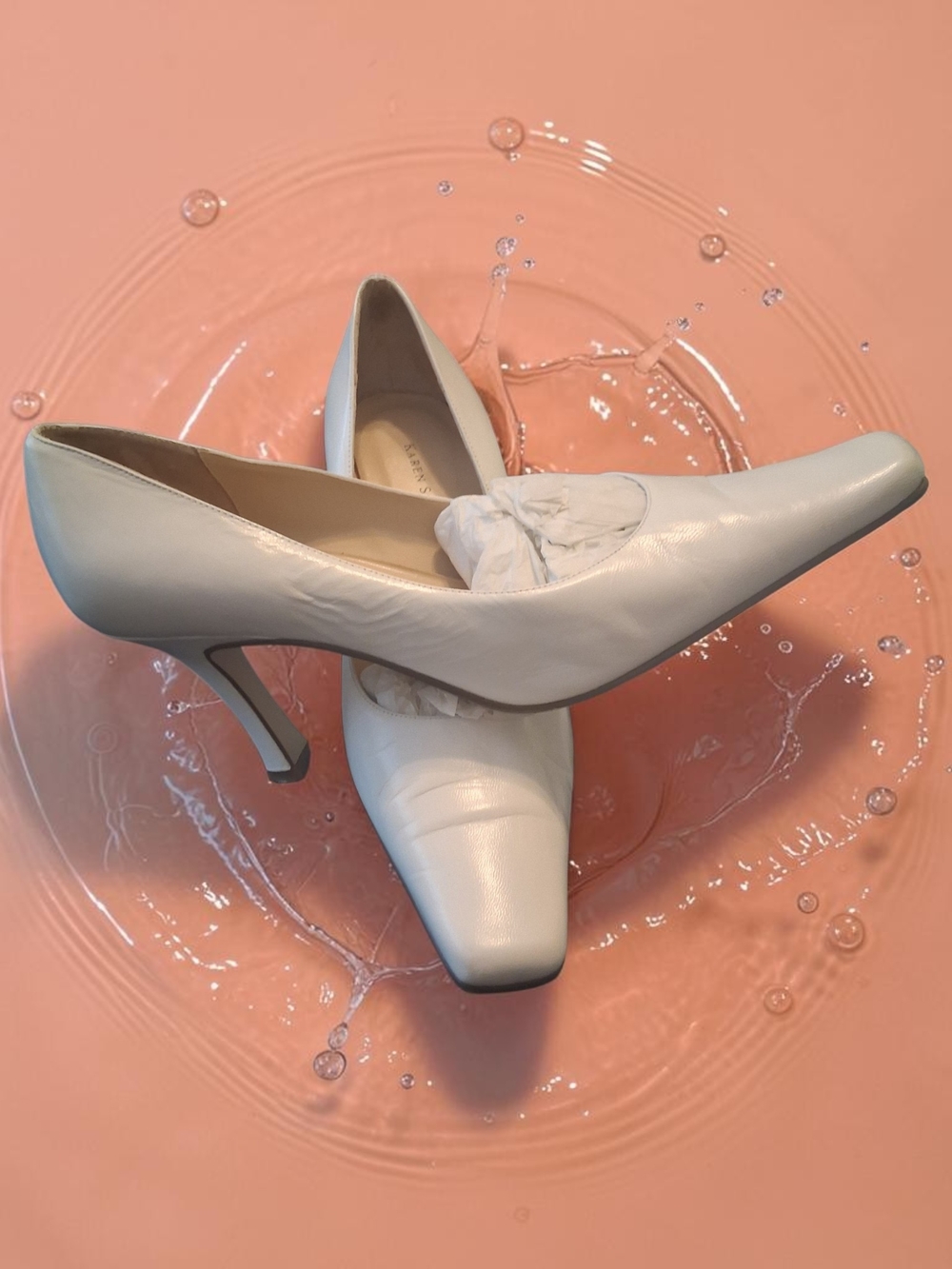 Vintage Karen Scott white leather square toe Kitten Heels Women Shoes Size 9.5 - Picture 2 of 7